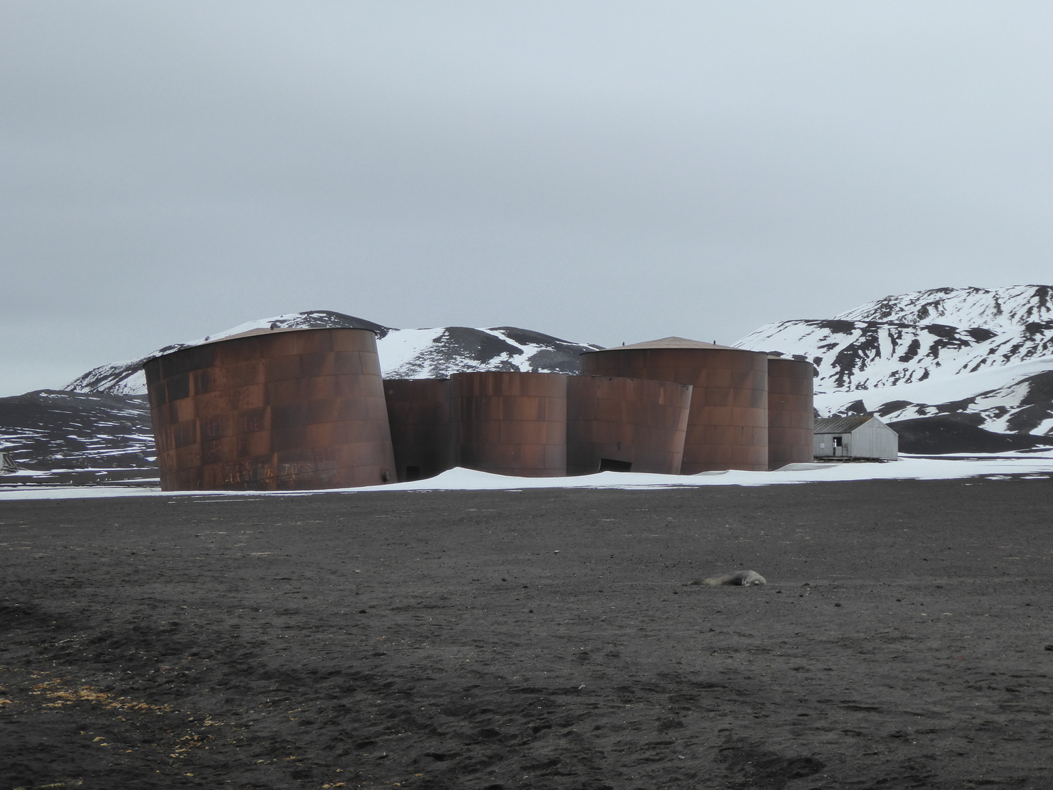 Abandoned silos on deception island.