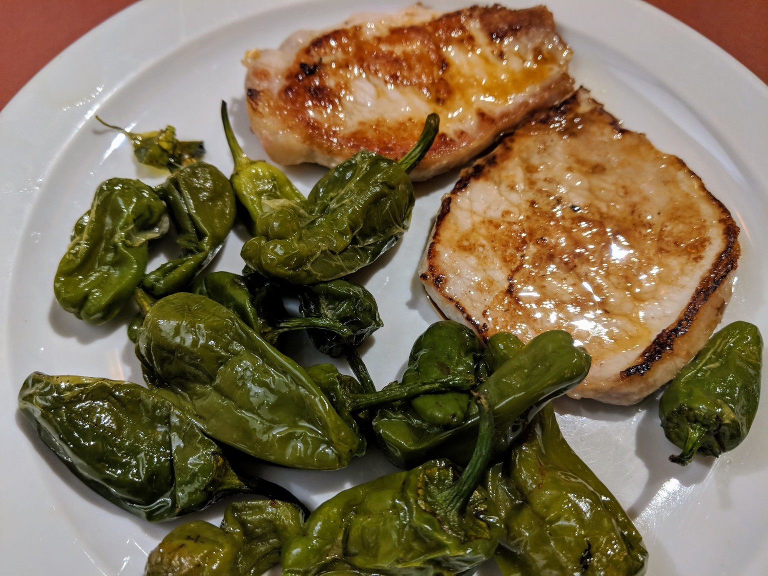 Pork and grilled peppers