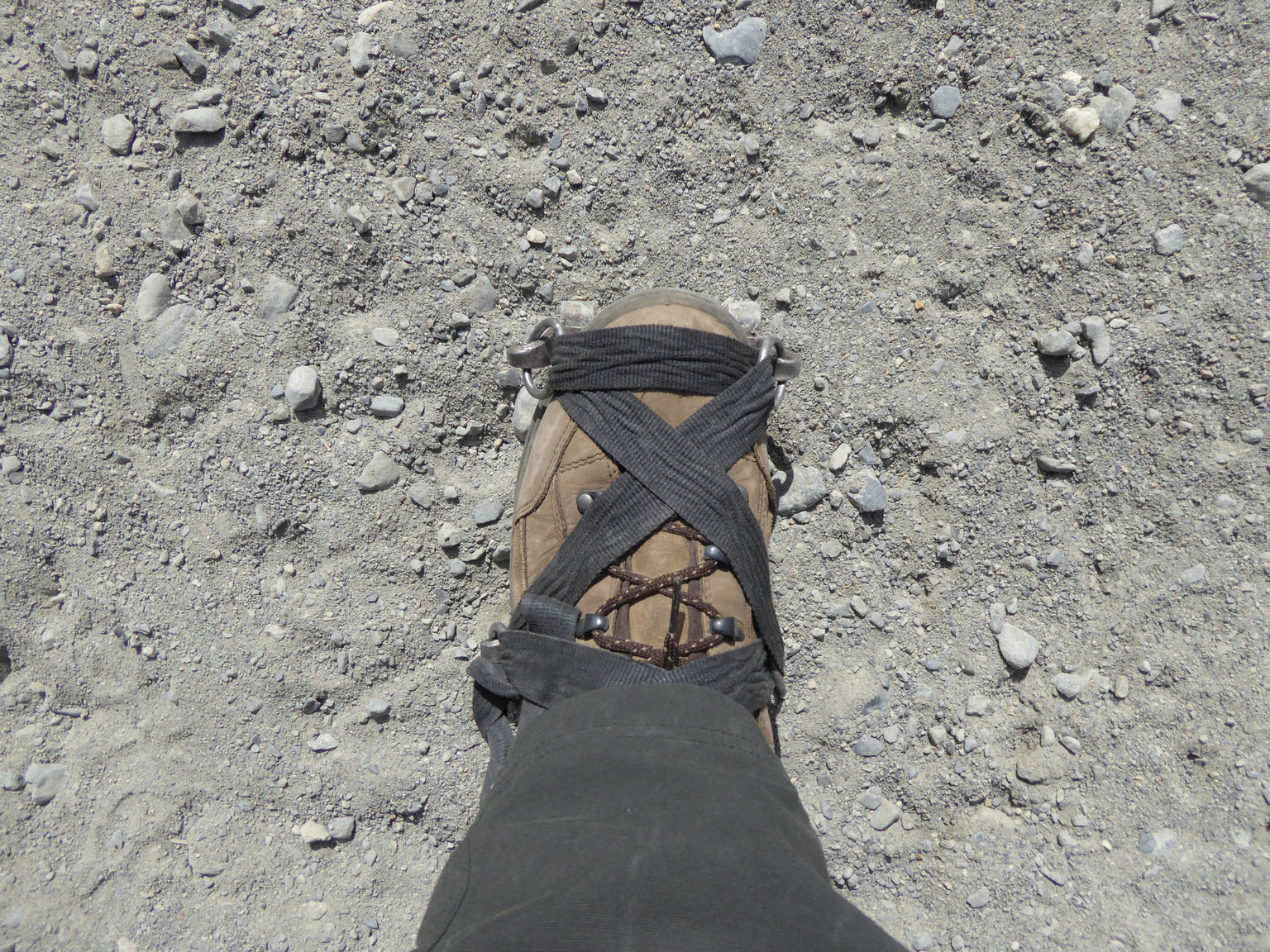 All strapped into my crampons and ready to hike on the glacier.