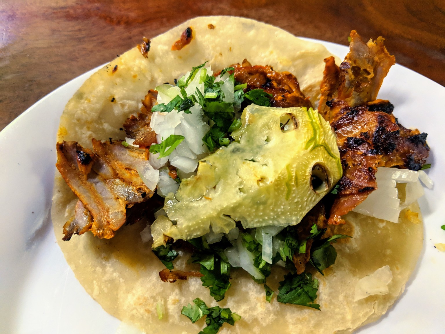 Tacos al pastor. A little dry, but really tasty.