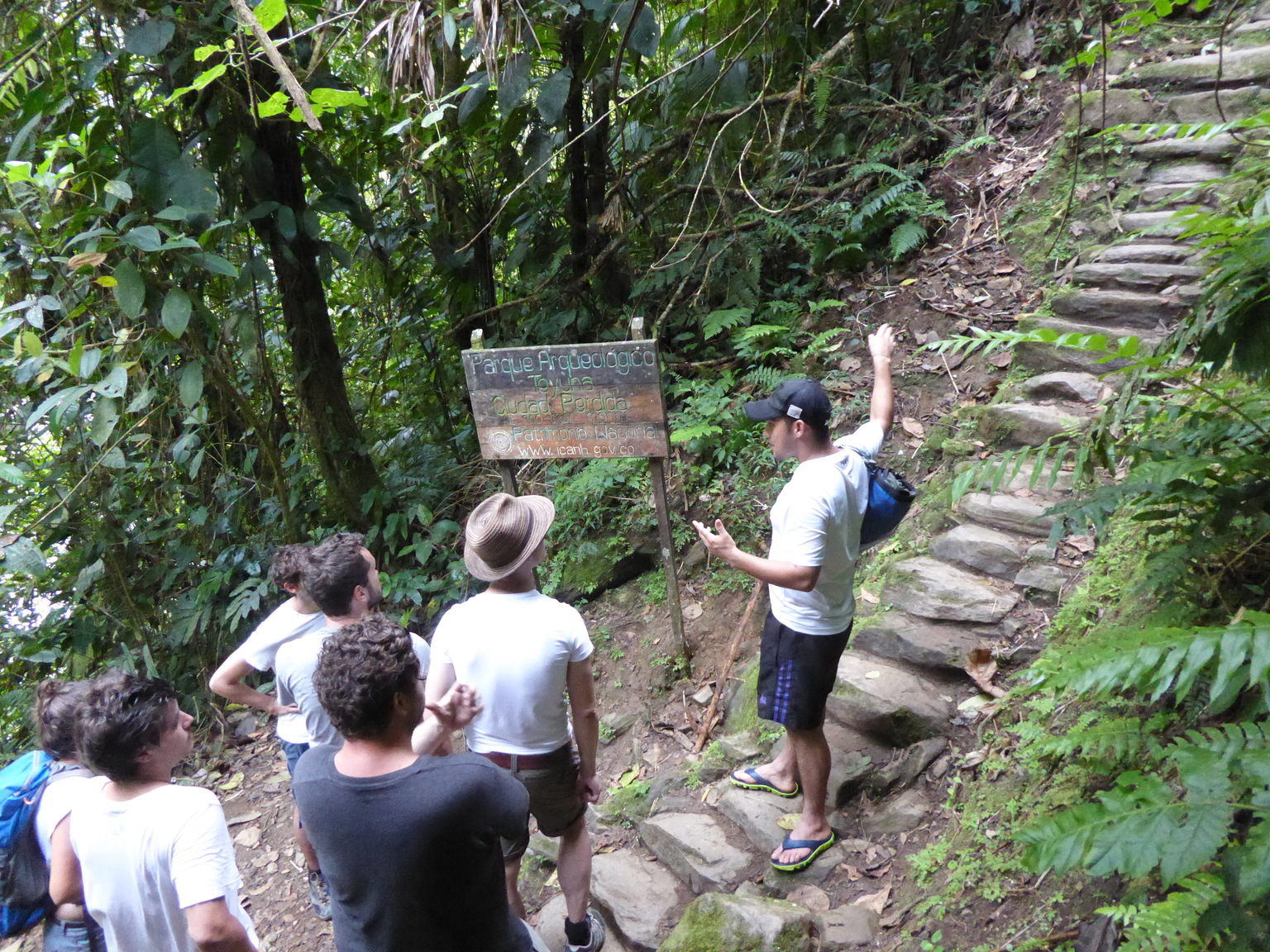 Our guide telling us a bit about the site before we ascend the 1,200 steep stairs to get there.