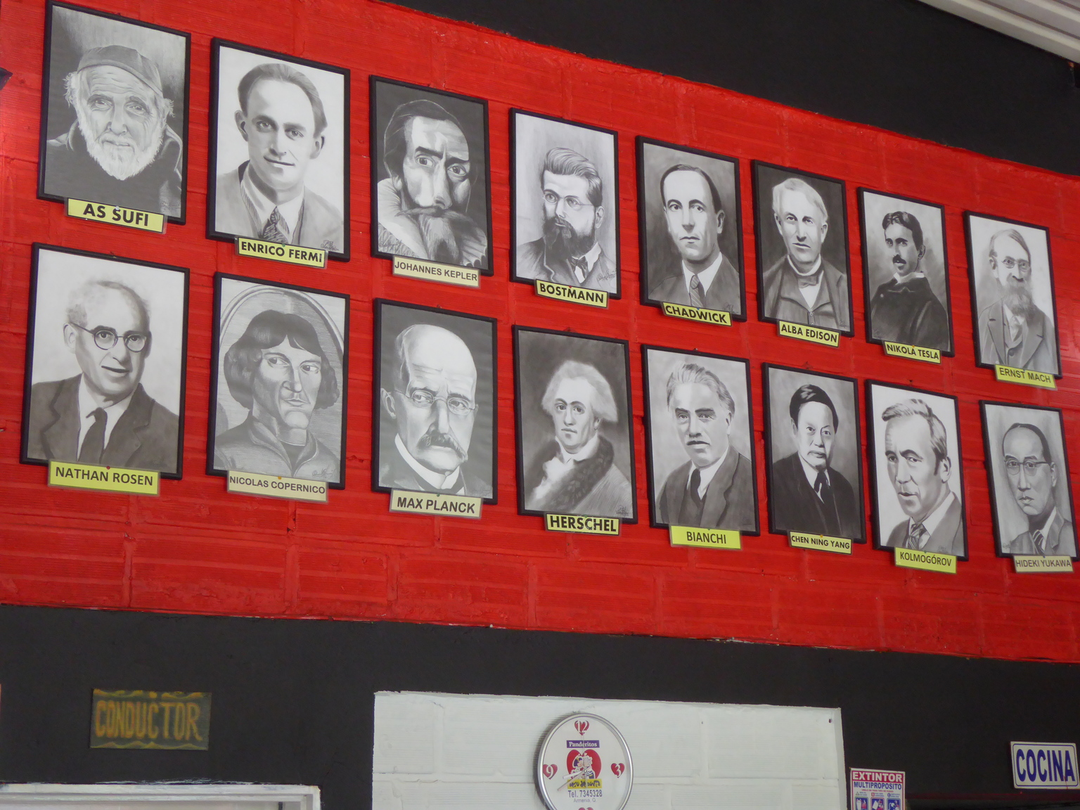 Close up of some of the portraits in this random cafeteria.
