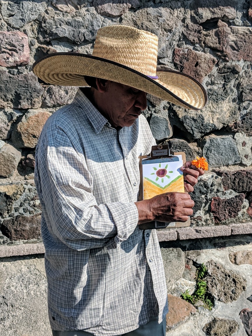 Making a painting from natural pigments.