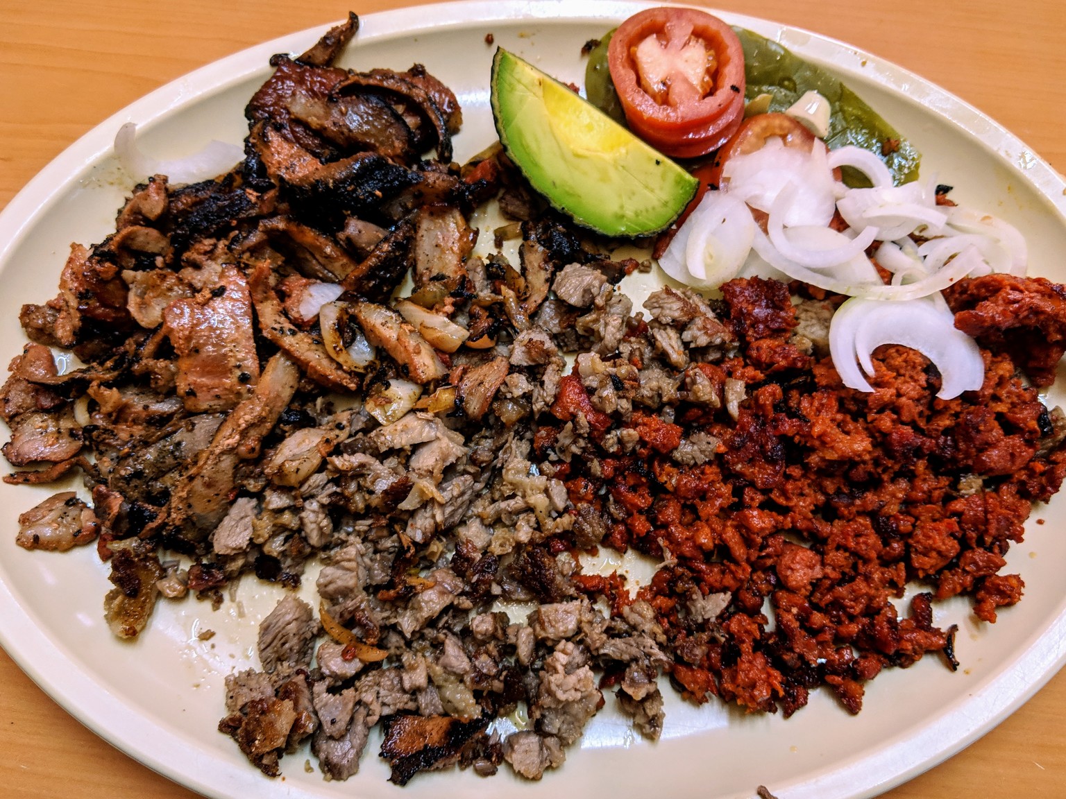 Chorizo, al pastor and I think suadero