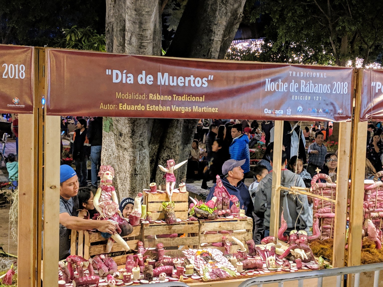 Day of the Dead scene carved from radishes. This one wasn't even as impressive as some of the others, which is why I was able to get a clear shot of it.