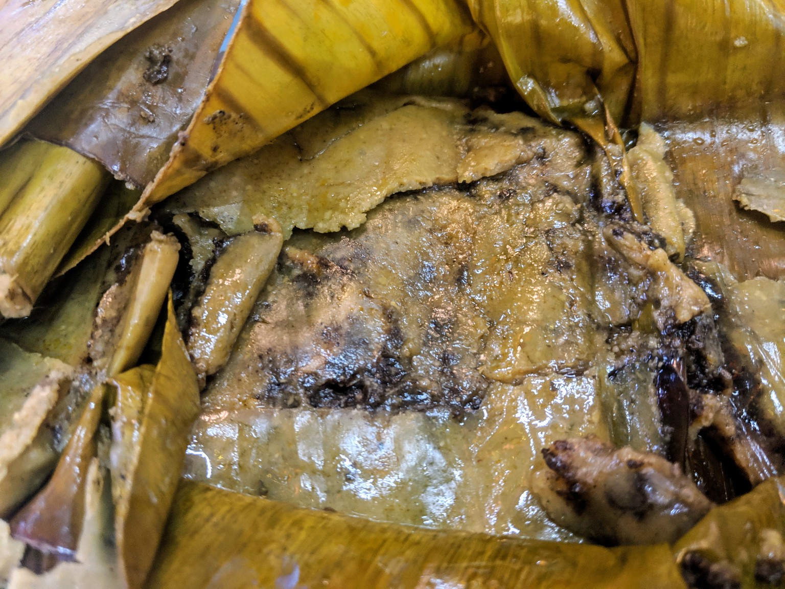 Chicken mole tamal. I know it doesn't look appetizing, but it was delicious, I promise!