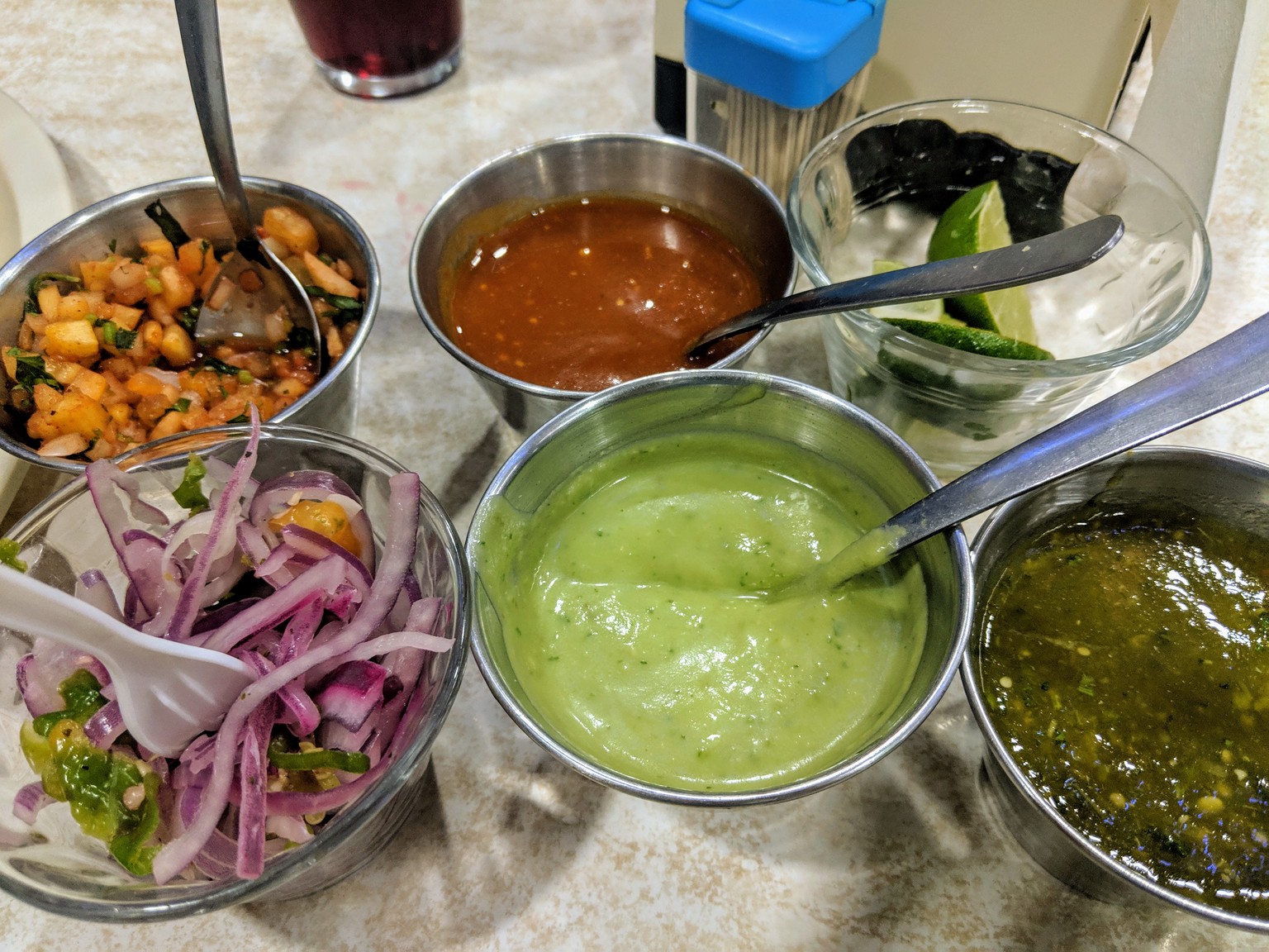 Our local taco joint had the best salsas.