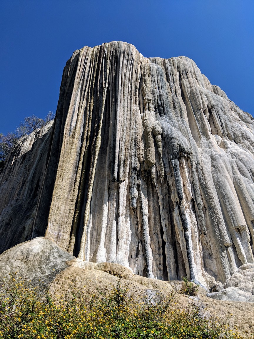 Looking up at the waterfall.