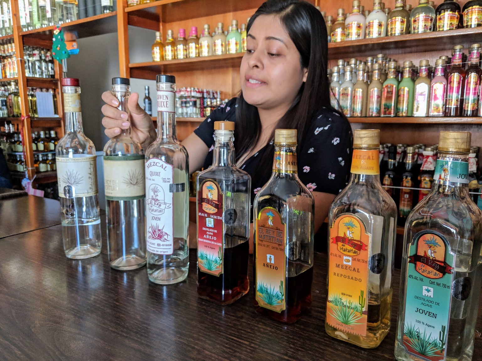 Tasting the many types of mezcal.
