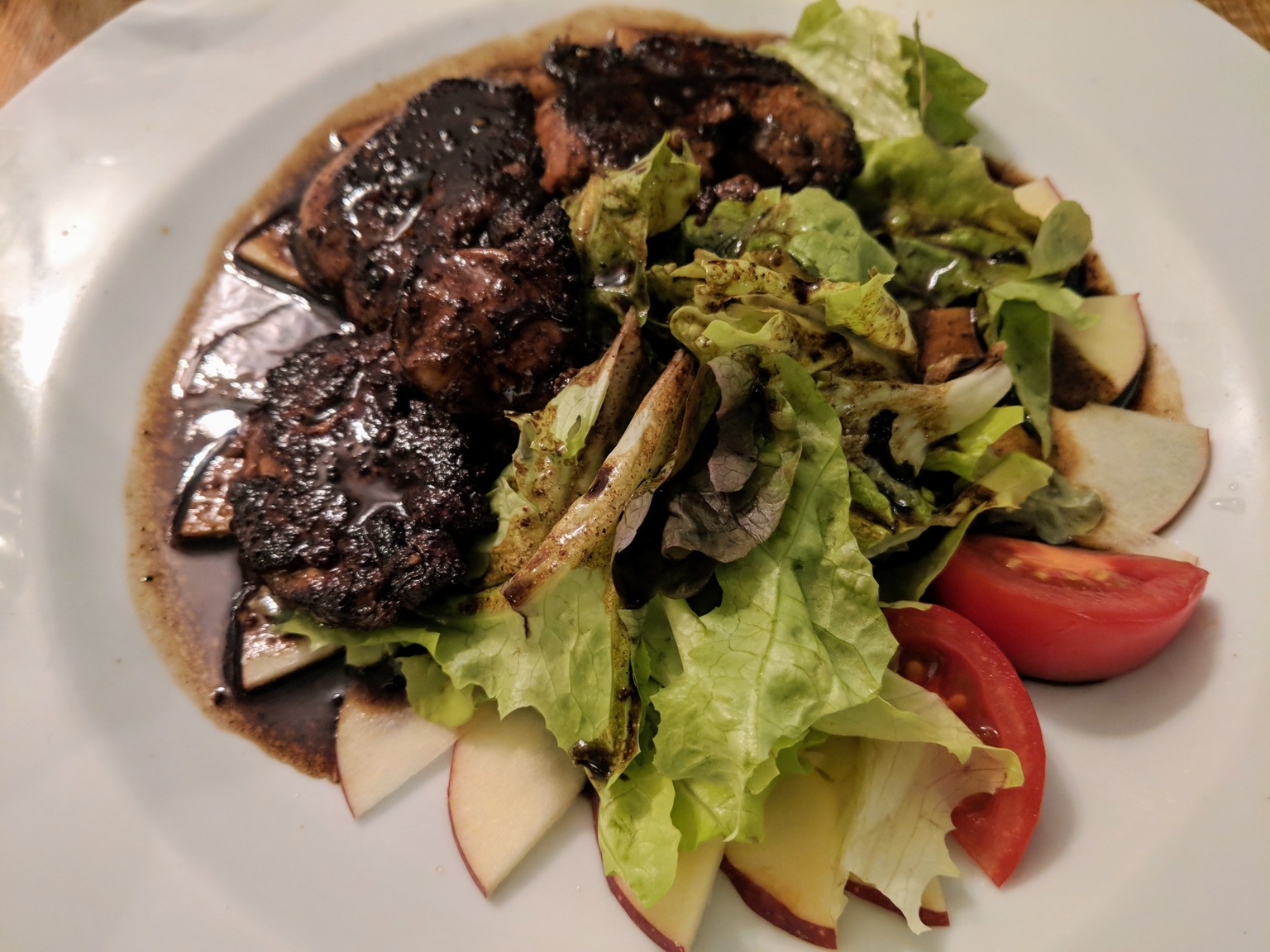 Whole peices of foie gras in wine sauce