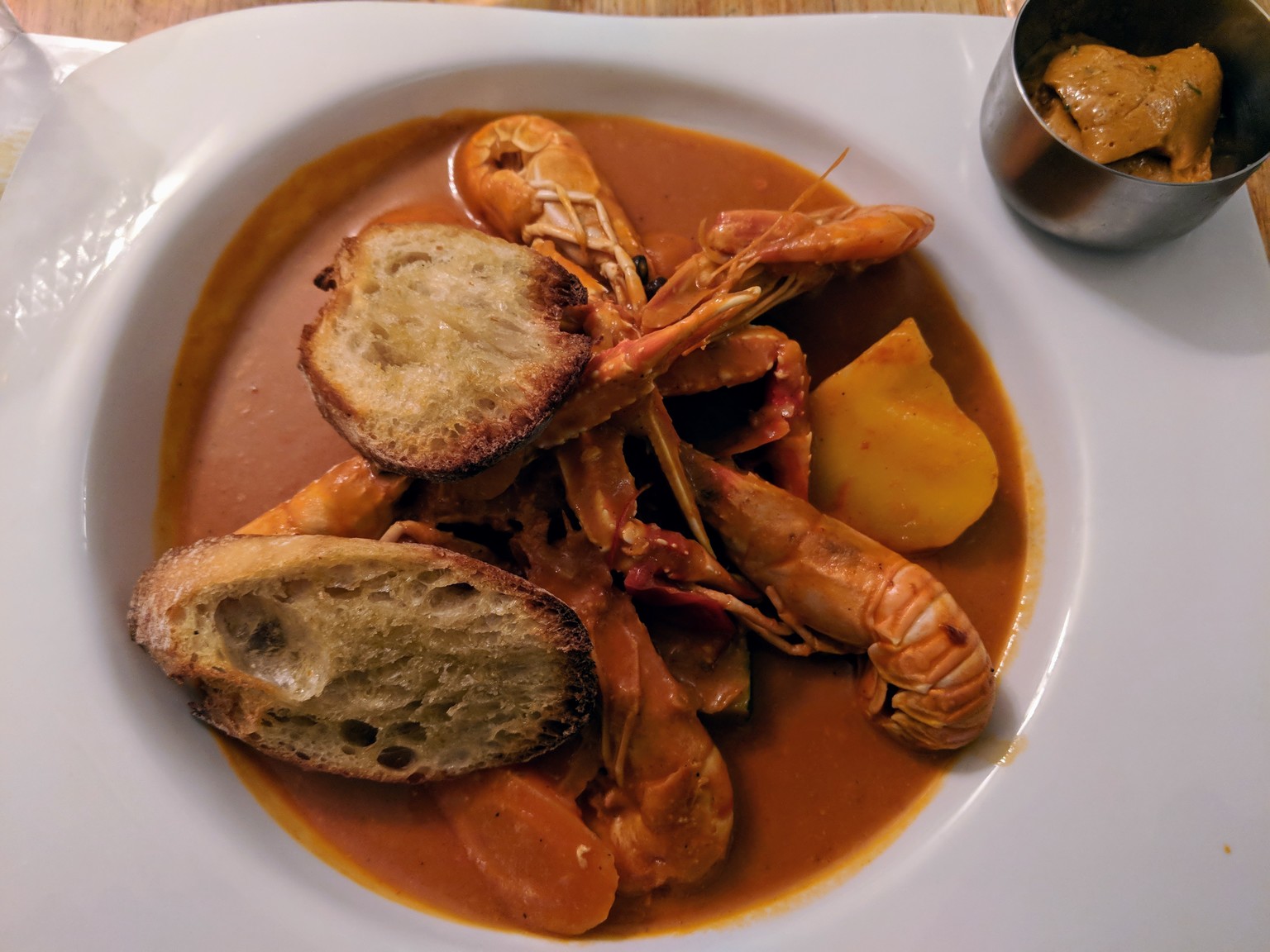 Bouillabaisse, a famous french seafood soup. I wasn't a huge fan, personally.