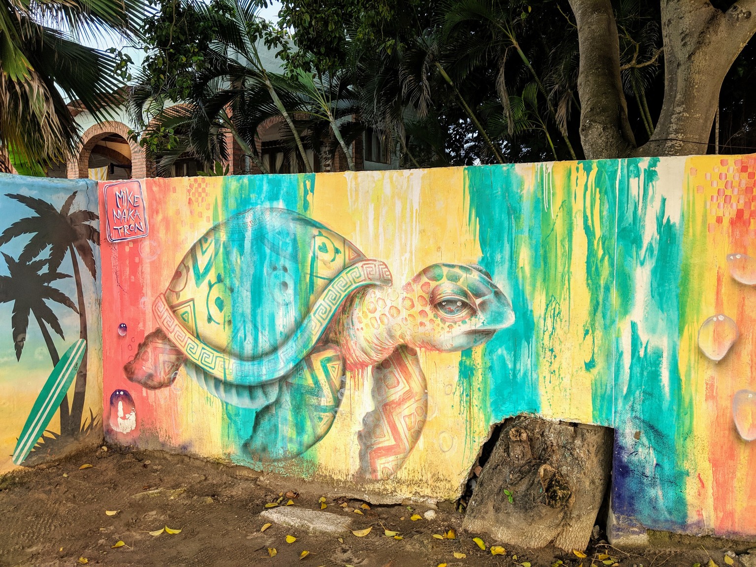 Cool beach hostel mural