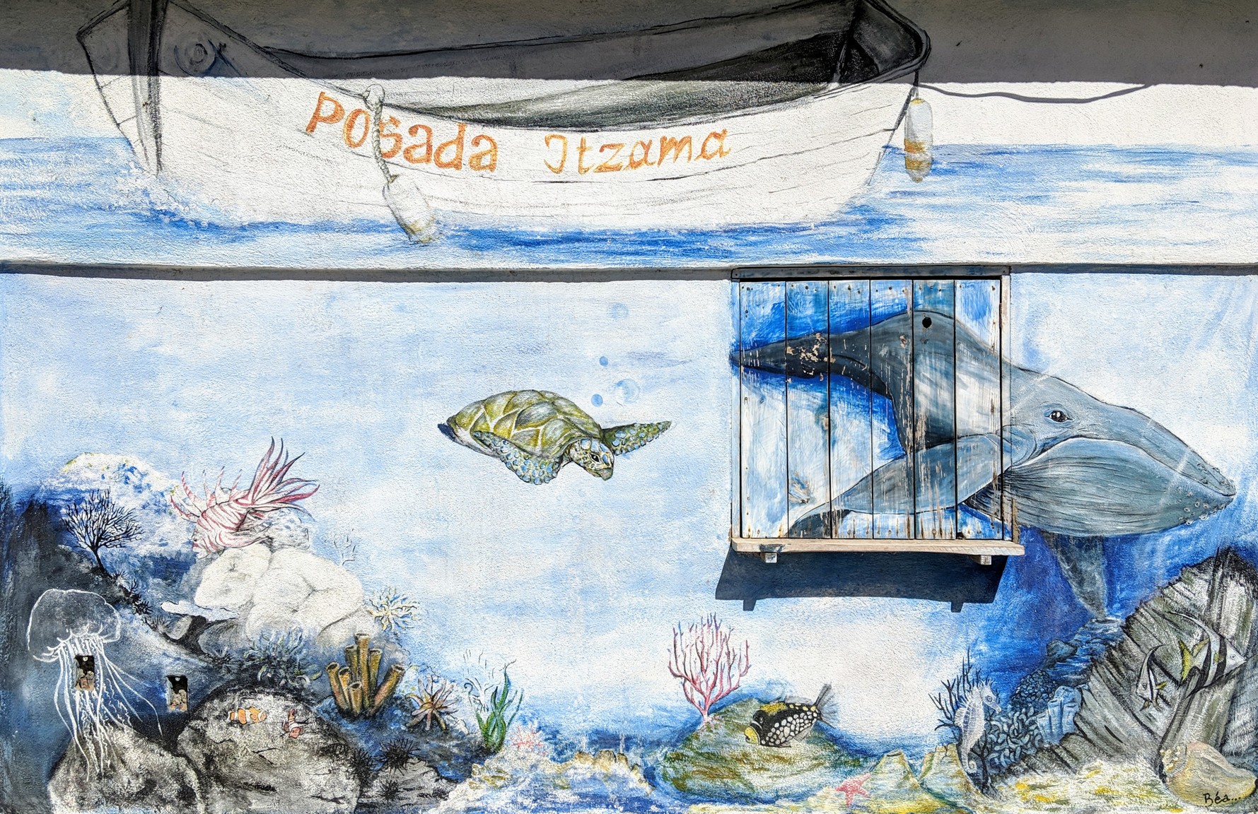 A posada is like a hostel, a cheap place to stay. This one had this really pretty mural painted out front.